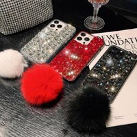 Ốp Điện Thoại Kim Cương Sáng Bóng Bling Kim Cương Cho IPhone 12 13 14 15 16 Pro Max 14 / 15 Plus Vỏ Đá Lấp Lánh Có Bóng Lông