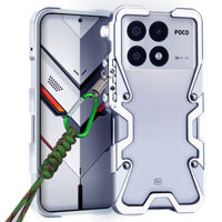 Ốp điện thoại kim loại cho Xiaomi POCO F6 PRO, bảo vệ chống sốc, bao phủ toàn bộ, kiểu dáng cơ học, vỏ bảo vệ kim loại cao cấp