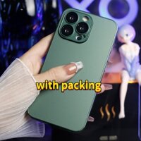Ốp Điện Thoại Kính Cường Lực Nhám Viền Silicone Cho iPhone 11 12 13 14 Pro MAX 14PLUS