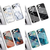 Ốp điện thoại kính họa tiết đá cẩm thạch tương thích với Huawei P40 Pro+ Nova 3e P20 Plus P50 Pro P10