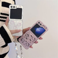 Ốp Điện Thoại Laser Hoạt Hình Dễ Thương Cạnh Xoắn Sang Trọng Cho Samsung Galaxy Z Flip 3 4 5 5G Flip4 ZFlip5 Ốp Lưng Silicon Chống Sốc