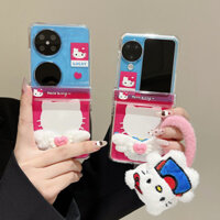 Ốp Điện Thoại LUSHUO Cho Samsung Galaxy Z Flip 6 5 4 3 OPPO Find N2 Flip N3 Flip Dễ Thương Hello Kitty Cứng PC Ốp Lưng Có Dây Chuyền Cho Flip3 Flip4 Flip5 Flip6 N2Flip N3Flip