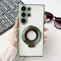 Ốp điện thoại mạ trong suốt 360° Giá đỡ nhẫn cho Samsung Galaxy S20 S21 S23 FE S22 S24 Plus Note 20 Ultra Cover