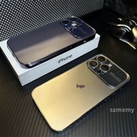Ốp Điện Thoại Mặt Kính Cứng Mạ Titan Chống Dấu Vân Tay Cho iphone 15 13 14 pro max 15plus