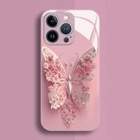 Ốp Điện Thoại Mặt Kính Họa Tiết Bươm Bướm Cho iphone 11 12 13 14 15 pro max 14 plus 15plus