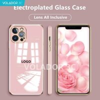 Ốp Điện Thoại Mặt Kính Mạ Điện Màu Trơn Cho IP 14 13 12 11 Pro XS Max 8 7 Plus XR X