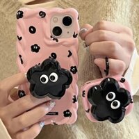 Ốp Điện Thoại Màu Đen Họa Tiết Bùi Nhùi Có Giá Đỡ Cho Iphone 14 13 13promax 12 11