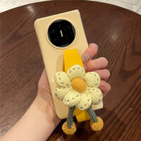 Ốp điện thoại màu vàng đơn giản sang trọng có dây đeo cổ tay hướng dương cho OPPO Find N5 Findn5 Ốp lưng chống sốc