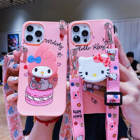 Ốp Điện Thoại Mềm Hình Hello Kitty Và My Melody Có Dây Đeo Dài Cho OPPO A15 A94 4G F19 Pro Reno 5F A54 4G A55 5G