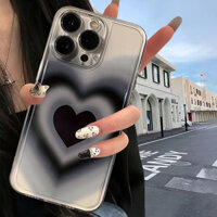 Ốp điện thoại mềm hình trái tim đen mờ cho iPhone 8 Apple 14 / 15pro / 13promax 13 / 15