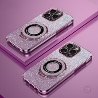 Ốp Điện Thoại Mềm Phối Kim Tuyến Có Vòng Đỡ Từ Tính Cho iPhone 11 12 Pro XS Max XR 7 8 Plus 12Mini