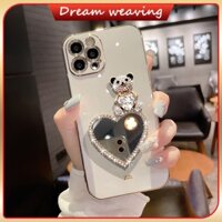 Ốp Điện Thoại Mềm Tráng Gương Đính Đá Hình Gấu Cho iPhone 7 / 7plus / 8 / 8plus / x / xs / se / xr / 11 / 12 / 13 / 14 / pro / max