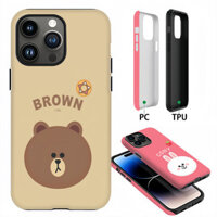 Ốp điện thoại mờ hình gấu hoạt hình mặt lớn BROWN SONY In hai lớp Micro mờ cho iPhone 11 / 12 / 13 / 14 / 15 / 16 Pro Max Vỏ iPhone chống sốc