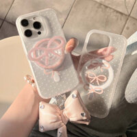 Ốp điện thoại mờ hình nơ dễ thương cho iPhone 16ProMax 15ProMax 13 14ProMax bìa cứng