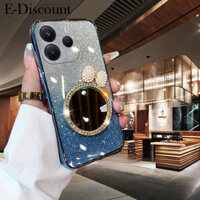 Ốp điện thoại mới Redmi Note14 Ốp lưng có nơ Gương trang điểm sang trọng sáng bóng Gradient trong suốt Mạ lấp lánh bé gái Slim cho ốp lưng Redmi Note 14 Pro +