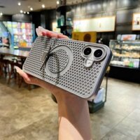 Ốp điện thoại mỏng từ tính tản nhiệt rỗng sang trọng cho iPhone 16 15 14 13 12 11 Pro Max Ốp lưng PC cứng chống sốc thoáng khí