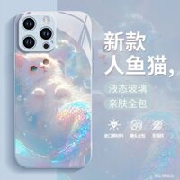 Ốp Điện Thoại Nàng Tiên Cá Mèo Apple 15 iPhone14Pro Thủy Tinh Lỏng 13 Độc Đáo 12 Sáng Tạo 11 Ốp Chống Sốc 3.9