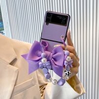 Ốp Điện Thoại Nắp Gập Chống Rơi Có Vòng Tay & Nơ Cho Samsung Galaxy Z Flip 3 / 4