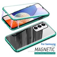 Ốp Điện Thoại Nắp Gập Chống Sốc Xoay 360 Độ Cho Samsung Galaxy A14 A34 A54 5G° Ốp Điện Thoại Kính Cường Lực Hai Mặt Viền Kim Loại Từ Tính Bảo Vệ Toàn Diện Cho Iphone