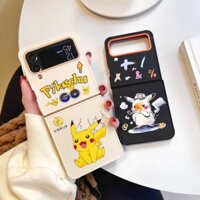 Ốp Điện Thoại Nắp Gập Mềm In Hình Pikachu Mặt Cười Màu Vàng Cho Samsung Galaxy Z Flip 4 3 5G Z Flip3 Flip4