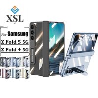 Ốp Điện Thoại Nắp Gập Từ Tính Trong Suốt Mạ Điện Chống Sốc Chống Mài Mòn Kèm Miếng Dán Cường Lực Cho Samsung Galaxy Z Fold4 5