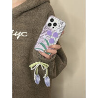 Ốp Điện Thoại Nhật Bản Hàn Quốc ins Phong Cách Tím Tulip Mặt Dây Chuyền Apple 15 Ốp Điện Thoại iPhone16promax Chống Sốc 13 / 14 Nữ