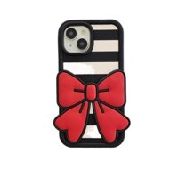 Ốp điện thoại nơ đỏ sọc viền đen cho iPhone 11 12 13 14 15 16 promax