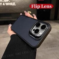 Ốp điện thoại ống kính lật kim loại titan sa mạc cho iPhone 16 Pro MAX 15 14 13 12 Pro MAX 11 bìa cứng cản trước