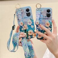 Ốp Điện Thoại Oppo Reno 10 Pro Reno10 Pro + 5G Phong Cách Mới Tranh Hoa Có Giá Đỡ Dây Đeo Cổ Tay + Dây Có Thể Điều Chỉnh Vỏ Mềm Cho Oppo Reno10Pro Plus