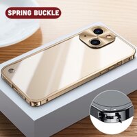 Ốp Điện Thoại pc Cứng Nhám Trong Suốt Viền Kim Loại Sang Trọng Có Khóa Lò Xo Cho iphone 15 14 13 12 pro max 11 pro max iphone