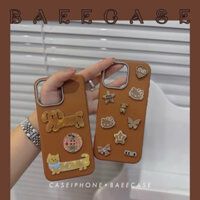Ốp điện thoại phôi da nâu đính charm - Baeecase store