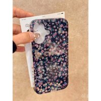 Ốp điện thoại phong cách Hàn Quốc hoa tươi thích hợp cho iPhone 16 Pro Max, iPhone 15/14, kim tuyến 13, epoxy 12/11