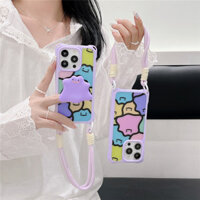 Ốp điện thoại quái vật toàn màn hình ngộ nghĩnh Hàn Quốc dễ thương có giá đỡ ma Dây di động cho iPhone 12 13 14 15 Pro Max Ốp điện thoại chống sốc
