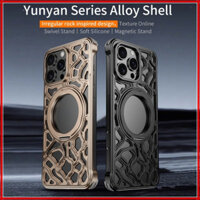 Ốp điện thoại rỗng hợp kim nhôm cho iphone 16 15 pro max Giá đỡ xoay vỏ bảo vệ kim loại ip 16 15 Vỏ hút từ tính siêu mỏng tản nhiệt cao cấp