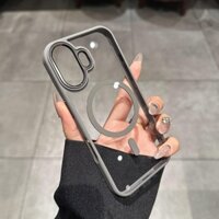 Ốp điện thoại sạc không dây từ tính mạnh mẽ màu xám titan mới cho iPhone 16 Pro Max 11 12 13 14 15 Pro Max 14 15 Plus Vỏ điện thoại trong suốt chống rơi sang trọng