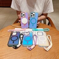 Ốp điện thoại sạc không dây từ tính Acrylic cho iPhone 16 15 14 Plus 13 12 11 Pro Max Màu Gradient
