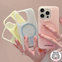 Ốp điện thoại sạc không dây từ tính Macaron cho IPhone 16 15 14 Plus 13 12 11 Pro Max Ốp lưng cứng lai chống rơi