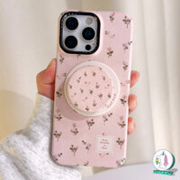 Ốp điện thoại sạc không dây hoa hồng mùa xuân có giá đỡ từ tính cho iPhone 16 15 14 13 12 Pro Max Ốp lưng cứng chống bụi bẩn chống sốc