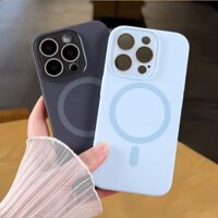 Ốp điện thoại sạc toàn từ tính bằng kính thời trang bảo vệ ống kính bằng silicon lỏng cho iPhone 16 Pro Max 12 13 14 15 Pro Max