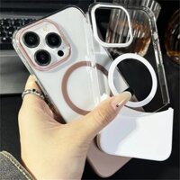 Ốp điện thoại sạc từ tính 2 trong 1 có thể tháo rời cho iPhone 16 11 12 13 14 15 Pro Max Plus Nút kim loại màu ghép Vỏ bảo vệ HD Ốp lưng chống sốc trong suốt