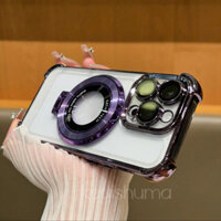 Ốp điện thoại sạc từ tính trong suốt bốn góc sang trọng cho iPhone 15 Pro MAX 11 12 13 14 Pro MAX camera phim có ống kính bảo vệ Vỏ cứng trong suốt