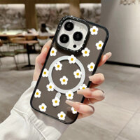 Ốp điện thoại sạc từ tính không dây hoa nhỏ tối giản cho IPhone 11 14 15 16 Pro Max 12 13 Pro Max Cover 15 16 PLUS Vỏ silicon mềm trong suốt chống sốc