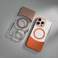 Ốp Điện Thoại Sạc Từ Tính Trong Suốt 2 Trong 1 Sang Trọng Có Thể Tháo Rời Cho iPhone 15 11 12 13 14 Pro Max Plus Nối Màu Nút Kim Loại Vỏ Chống Sốc Bảo Vệ HD PC