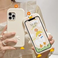 Ốp Điện Thoại Silicon Dẻo In Hình Vịt Và Hoa Hoạt Hình Cho Iphone 14 13 12 11 Promax 7 8Plus XSMAX