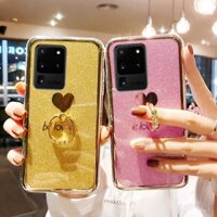 Ốp Điện Thoại Silicon Đính Kim Tuyến Kèm Móc Xỏ Ngón Cho samsung galaxy s23fe s21fe s20fe s24 s23 s22 s21 plus ultra