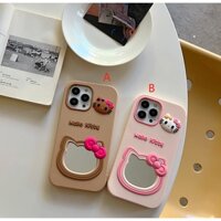 Ốp Điện Thoại Silicon Gắn Gương Trang Điểm Hình Mèo Hello Kitty Cho iphone14 13 12 pro max 14 11 14pro 14plus 13 12 11 promax