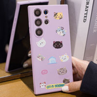 Ốp Điện Thoại Silicon Hình Mèo Hoạt Hình Dễ Thương Cho Samsung S24 Ultra / S23 Plus / S22 Ống Kính Mềm Thoải Mái Bao Gồm Toàn Bộ Vỏ Điện Thoại Chống Rơi