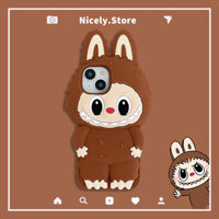 Ốp điện thoại silicon hoạt hình Popmart 3D Brown Labububupu Tương thích cho iPhone 16 15 14 13 12 Pro Max 11 15Promax iPhone11 14Pro Ốp lưng chống rơi