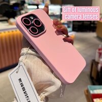 Ốp điện thoại silicon lỏng siêu mỏng cảm ứng đám mây cao cấp cho iPhone 12 Pro Max 13 14 15 16 Pro Max với bảo vệ ống kính bằng gốm phát sáng trong bóng tối miễn phí