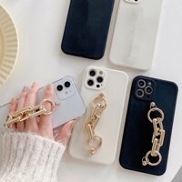 Ốp Điện Thoại Silicon Mềm Có Dây Xích Vàng Cho IPhone 13 12 11 Pro Max XS XR SE2 I7 I8 Plus